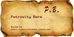 Petrovity Bere névjegykártya